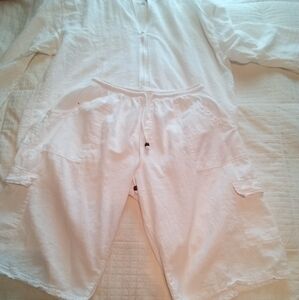 Cotton natural zipperd-hooded jacket shorts combination